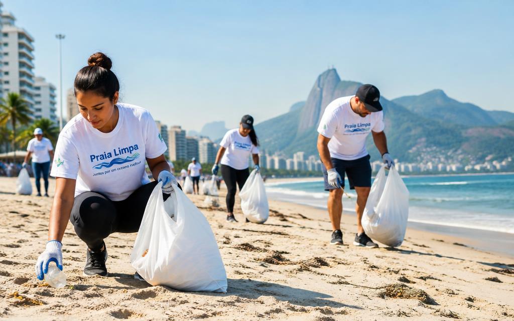 Mutirão de limpeza na praia reúne mais de 200 voluntários